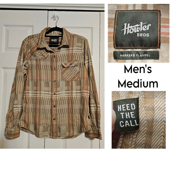 Howler Brothers Other - Howler Brothers Harker’s Flannel - Kempton Plaid Taupe - Men’s Medium